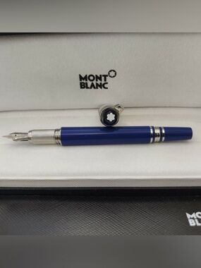 Mont Blanc Blue Resin Cufflinks with Silver Accents